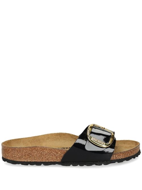 Ciabatte Birkenstock Madrid Big Buckle nere verniciate con maxi fibbia dorata BIRKENSTOCK | MADRID BIG1027785